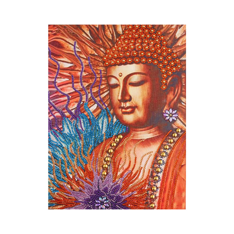 Orangefarbene Buddha Statue und Lotus Sonderform Diamond Painting