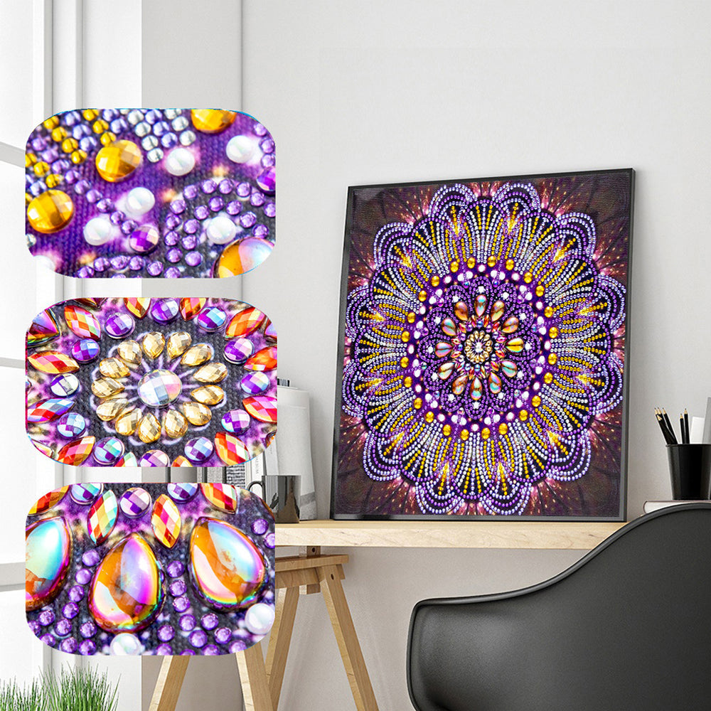 Lila Linien Mandala Sonderform Diamond Painting