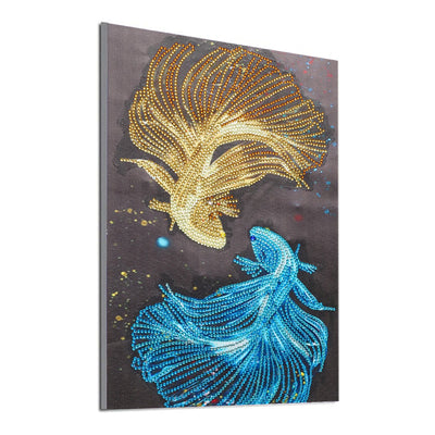 Goldener und Blauer Fisch Sonderform Diamond Painting