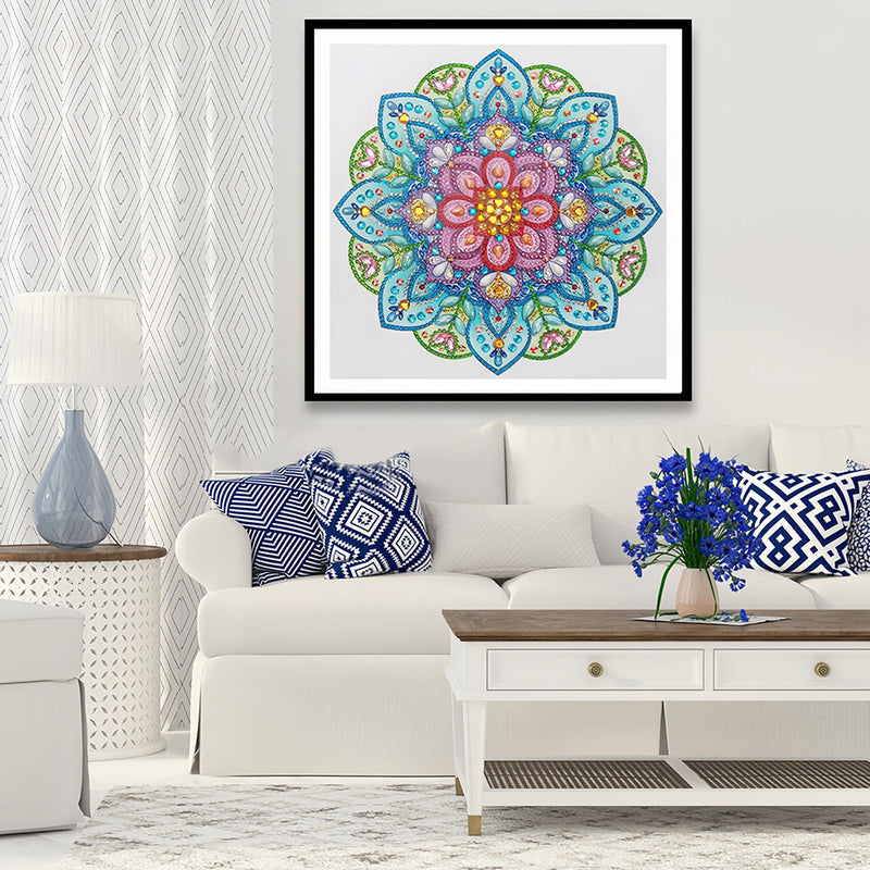 Grüne Mandala Blume Sonderform Diamond Painting