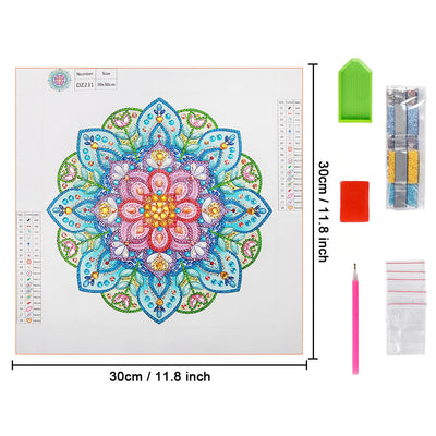 Grüne Mandala Blume Sonderform Diamond Painting