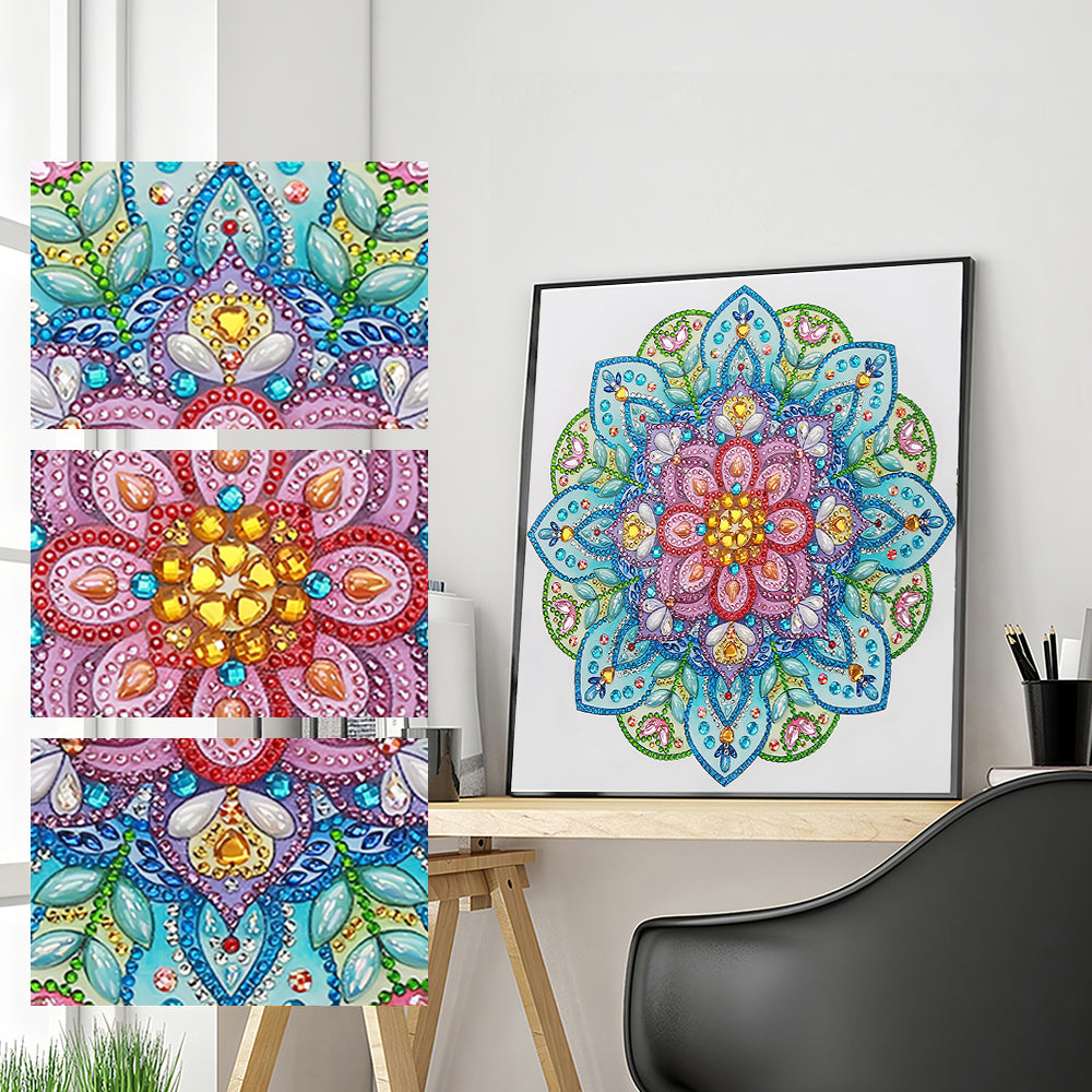 Grüne Mandala Blume Sonderform Diamond Painting