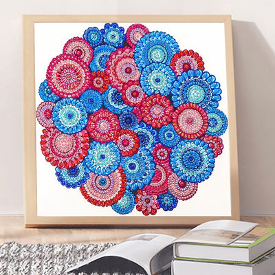 Rotes und Blaues Böhmisches Mandala Sonderform Diamond Painting