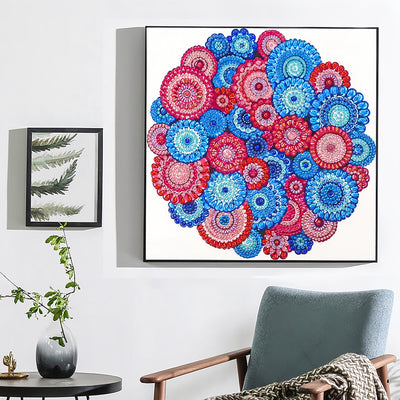 Rotes und Blaues Böhmisches Mandala Sonderform Diamond Painting