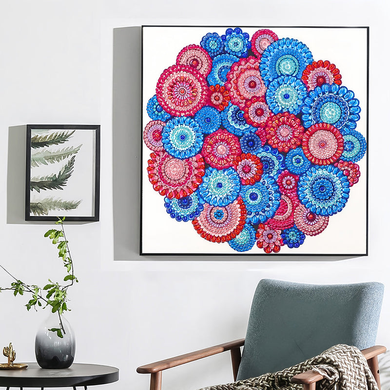 Rotes und Blaues Böhmisches Mandala Sonderform Diamond Painting