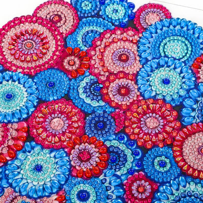 Rotes und Blaues Böhmisches Mandala Sonderform Diamond Painting