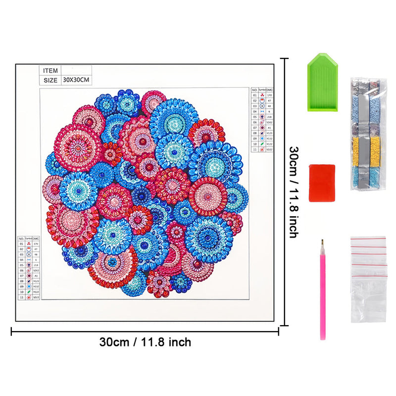 Rotes und Blaues Böhmisches Mandala Sonderform Diamond Painting