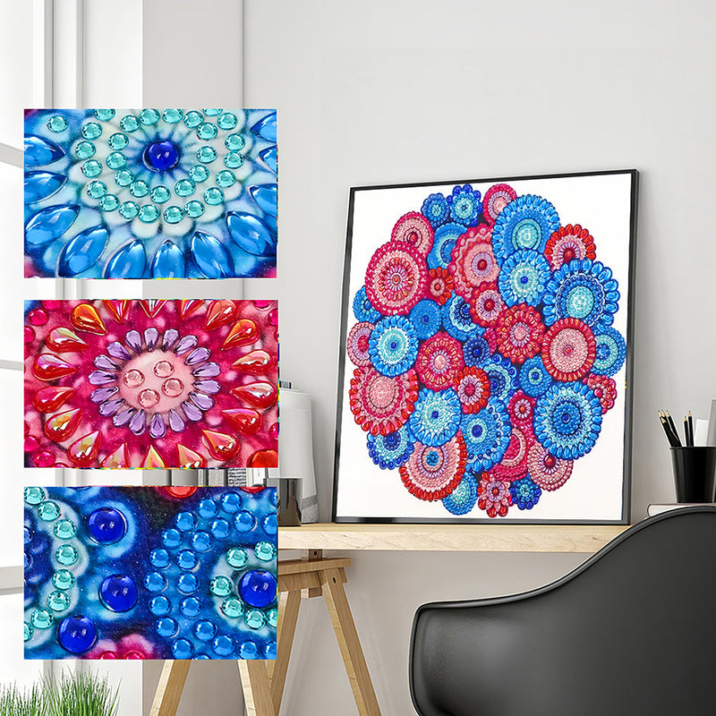 Rotes und Blaues Böhmisches Mandala Sonderform Diamond Painting