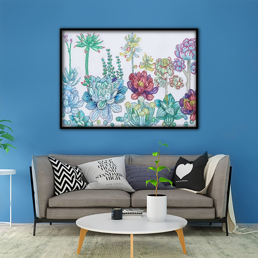 Blühende Sukkulenten Sonnenschein Sonderform Diamond Painting