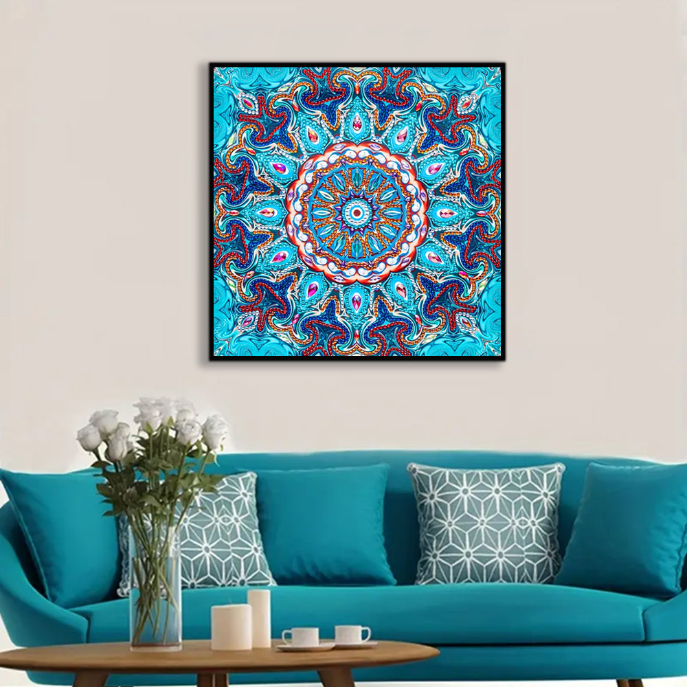 Blaues Mandala Sonderform Diamond Painting