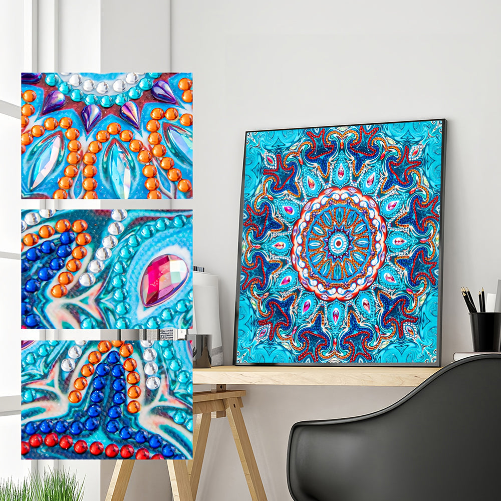 Blaues Mandala Sonderform Diamond Painting