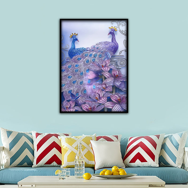 Pfau und Lilie Sonderform Diamond Painting