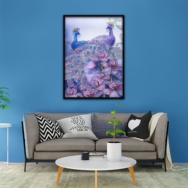 Pfau und Lilie Sonderform Diamond Painting