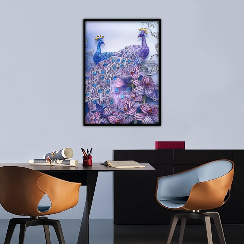 Pfau und Lilie Sonderform Diamond Painting