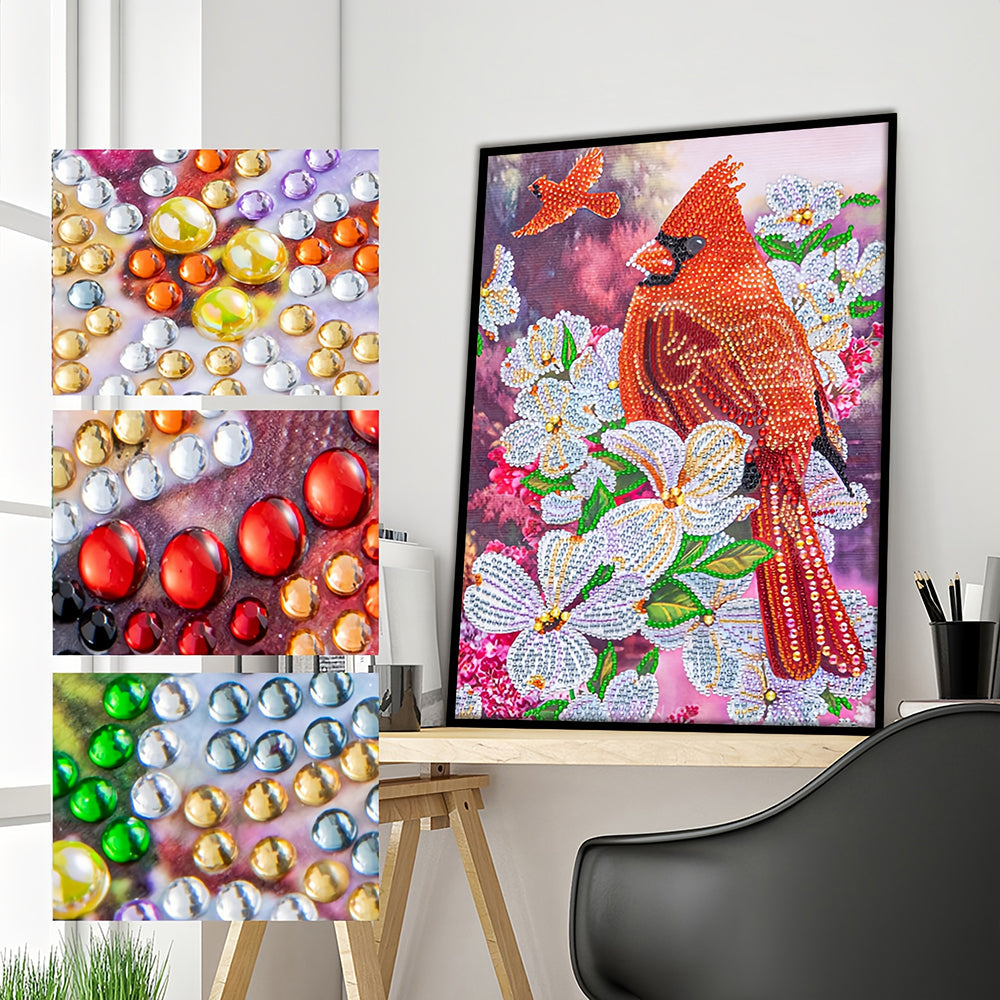 Kardinal und Weiße Magnolie Sonderform Diamond Painting