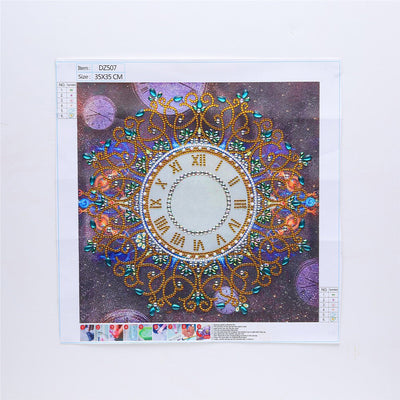 Goldene Uhr Mandala Sonderform Diamond Painting