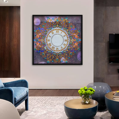 Goldene Uhr Mandala Sonderform Diamond Painting