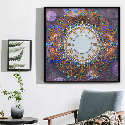 Goldene Uhr Mandala Sonderform Diamond Painting