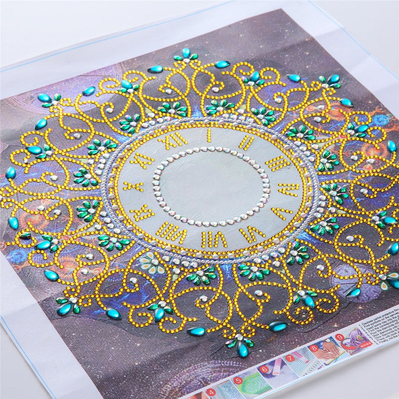 Goldene Uhr Mandala Sonderform Diamond Painting