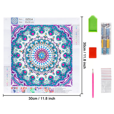 Blaues und Lila Mandala Sonderform Diamond Painting