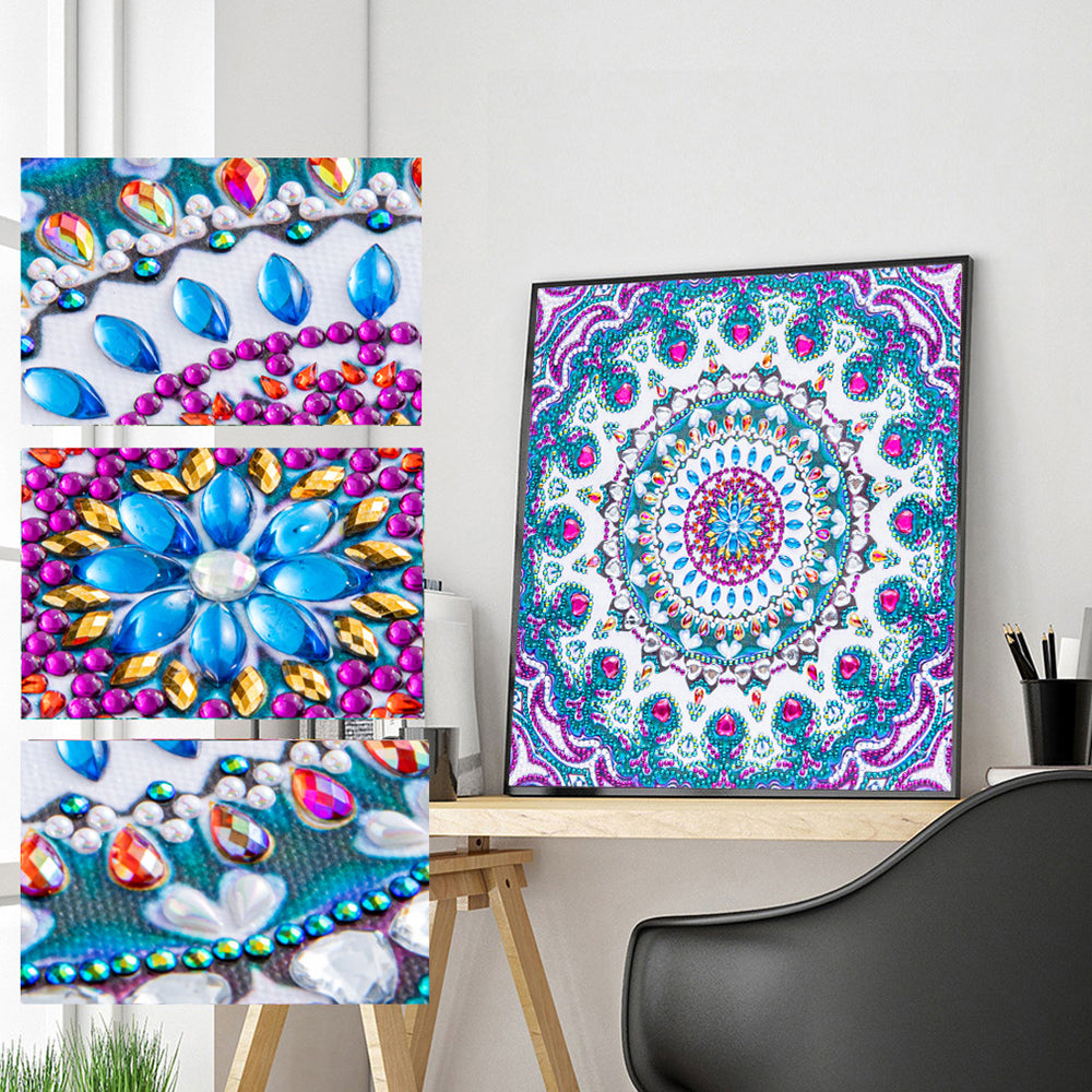 Blaues und Lila Mandala Sonderform Diamond Painting