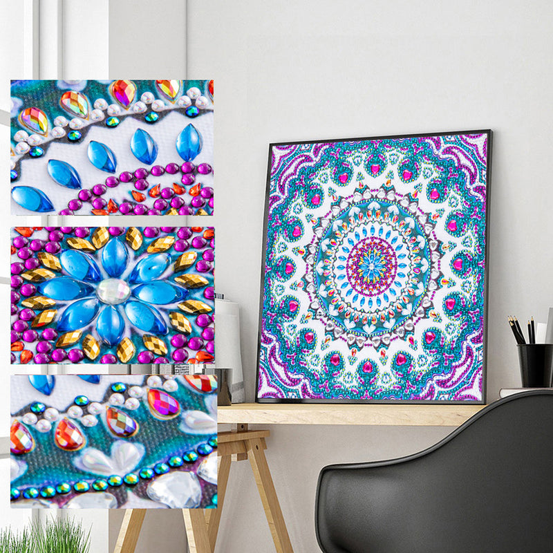 Blaues und Lila Mandala Sonderform Diamond Painting