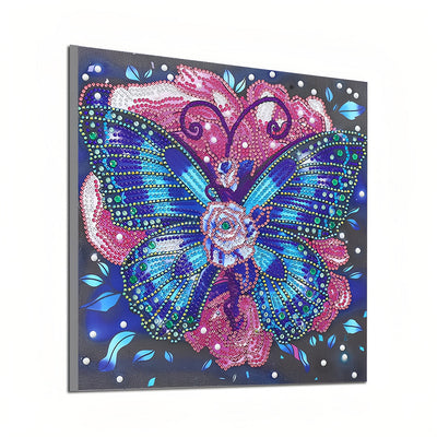 Schmetterling auf Blume Sonderform Diamond Painting