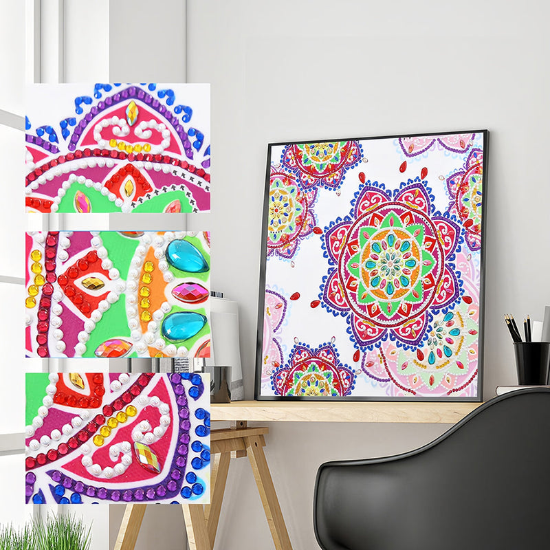 Rotes und Rosa Mandala Sonderform Diamond Painting