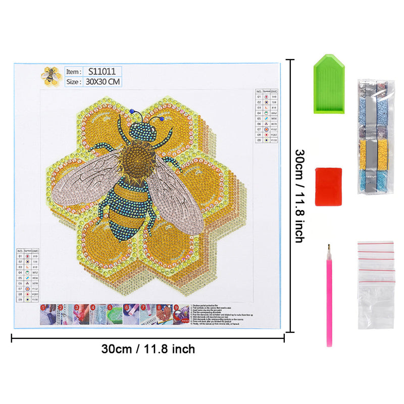 Biene und Gelber Bienenstock Sonderform Diamond Painting