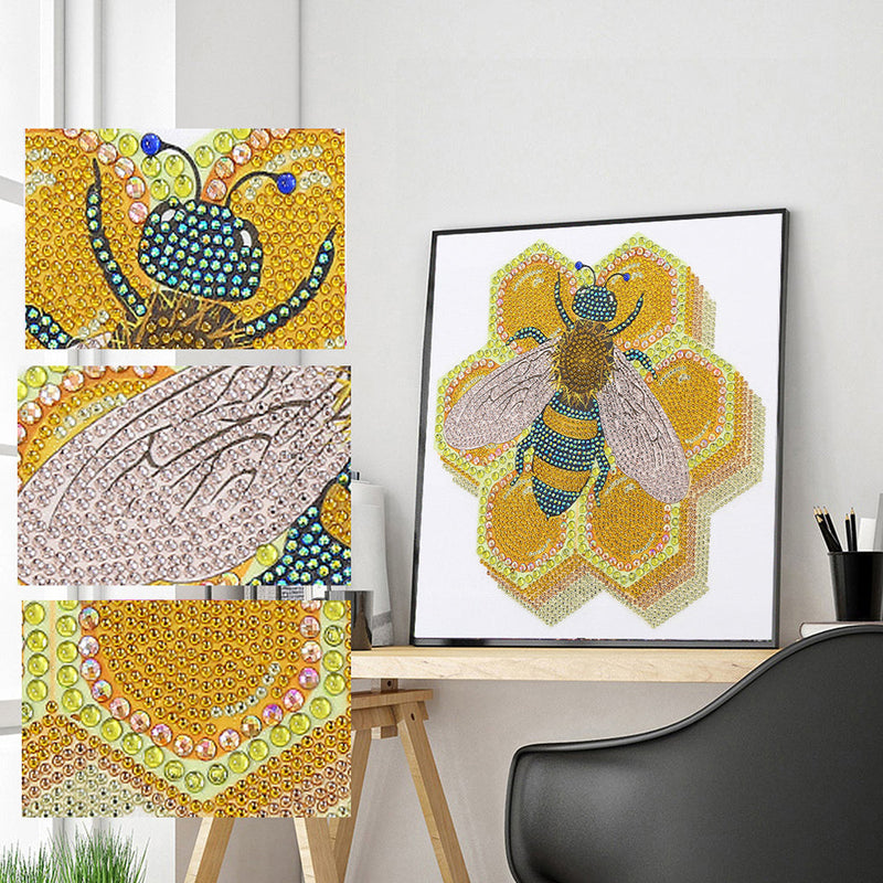 Biene und Gelber Bienenstock Sonderform Diamond Painting