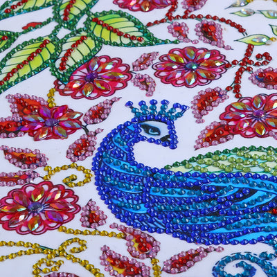 Pfau und Blütenbaum Sonderform Diamond Painting