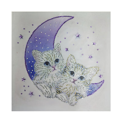 Katze auf dem Mond Sonderform Diamond Painting