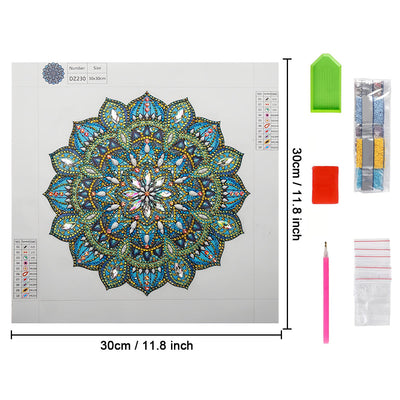 Grünes und Blaues Mandala Sonderform Diamond Painting