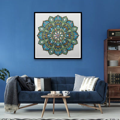 Grünes und Blaues Mandala Sonderform Diamond Painting