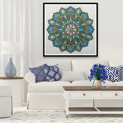 Grünes und Blaues Mandala Sonderform Diamond Painting