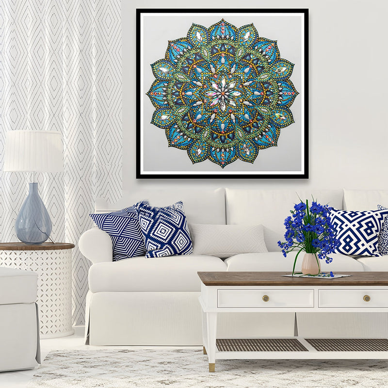 Grünes und Blaues Mandala Sonderform Diamond Painting