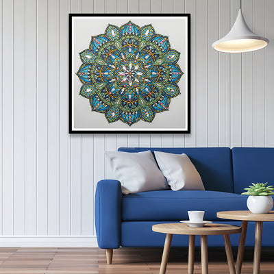 Grünes und Blaues Mandala Sonderform Diamond Painting