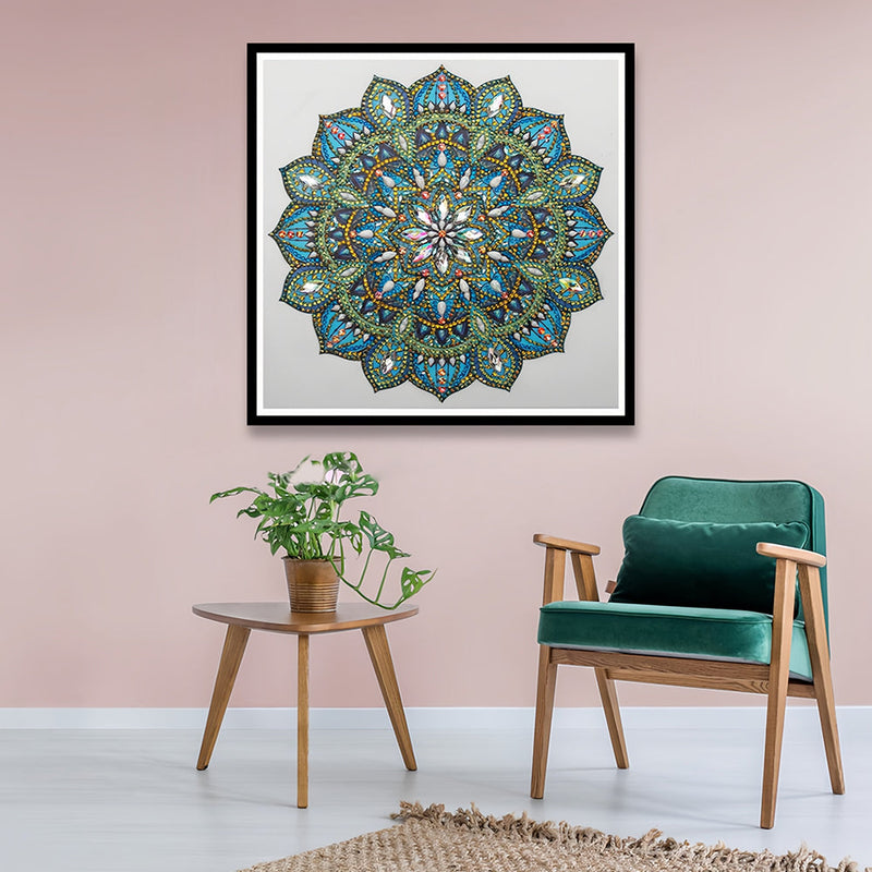 Grünes und Blaues Mandala Sonderform Diamond Painting