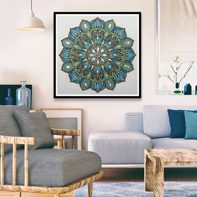 Grünes und Blaues Mandala Sonderform Diamond Painting