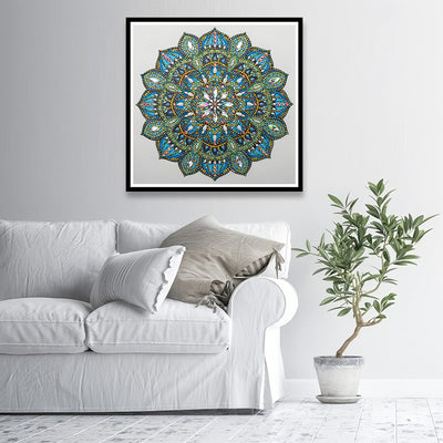 Grünes und Blaues Mandala Sonderform Diamond Painting