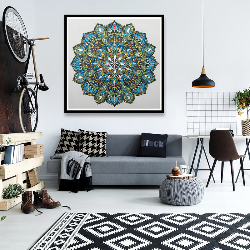 Grünes und Blaues Mandala Sonderform Diamond Painting