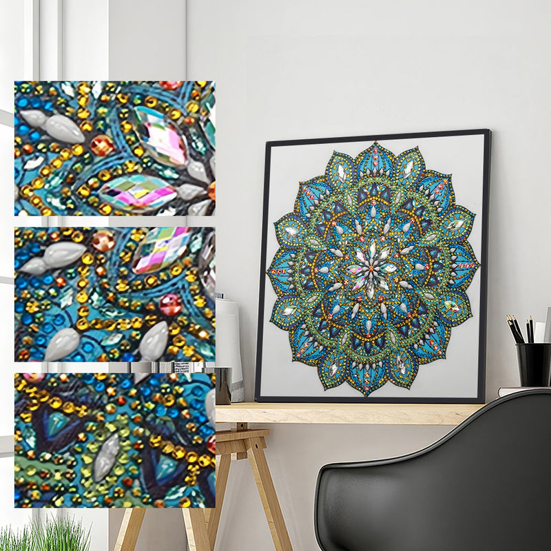 Grünes und Blaues Mandala Sonderform Diamond Painting