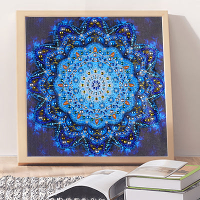 Glänzendes Blaues Mandala Sonderform Diamond Painting