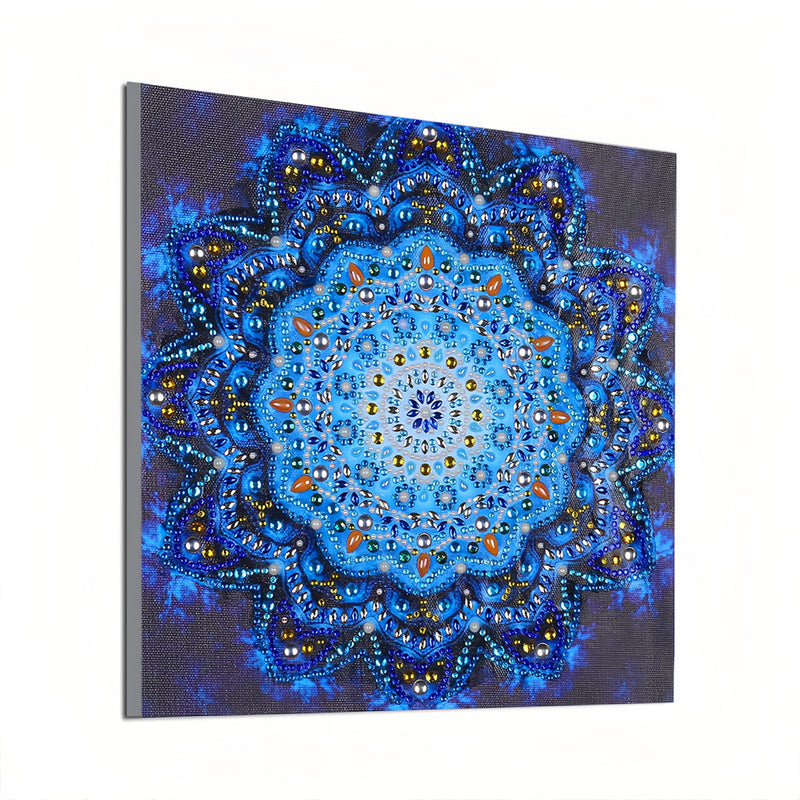 Glänzendes Blaues Mandala Sonderform Diamond Painting