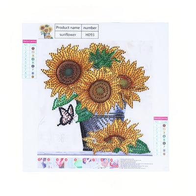 Sonnenblumen im Eimer Sonderform Diamond Painting