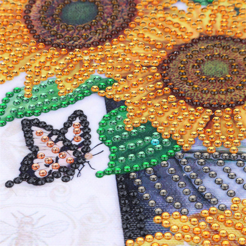 Sonnenblumen im Eimer Sonderform Diamond Painting