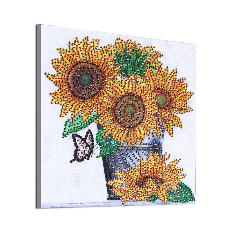 Sonnenblumen im Eimer Sonderform Diamond Painting