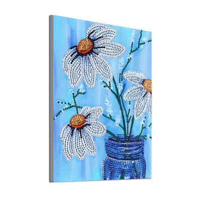 Gänseblümchen in Blauer Vase Sonderform Diamond Painting