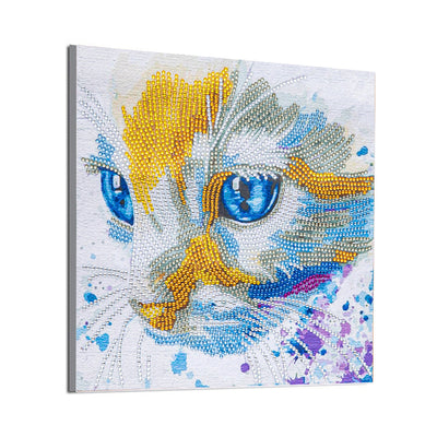 Weiß Gelbe Katze Sonderform Diamond Painting