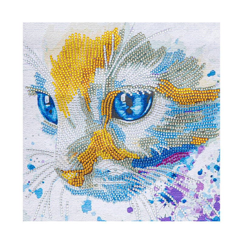 Weiß Gelbe Katze Sonderform Diamond Painting